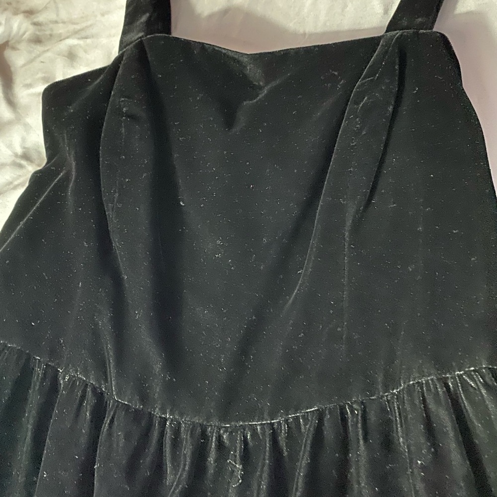 Vintage 80s Lanz Originals Black Velvet Midi Pencil Dress Size 12 - Picture 2 of 5
